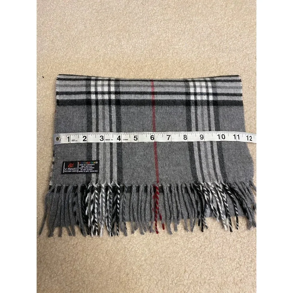 Cashmink Gray Plaid Cashmere Feel Scarf